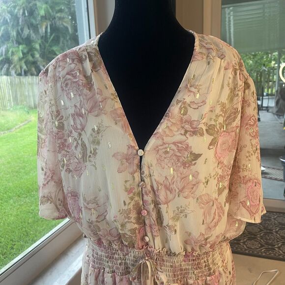 Haver & Blair London 2X  tiered skirt pink floral wedding guest party date night - Picture 6 of 8